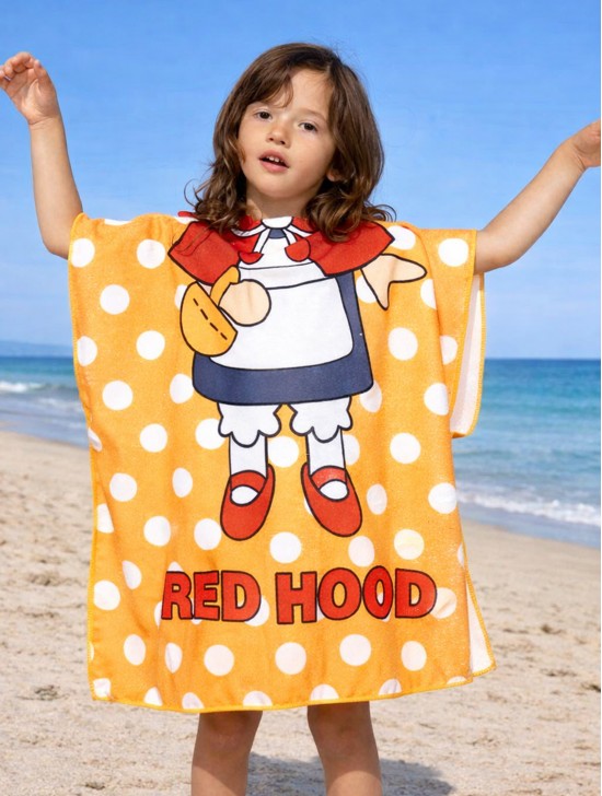 Kids Polka Dot Patterned Hoodie Towel